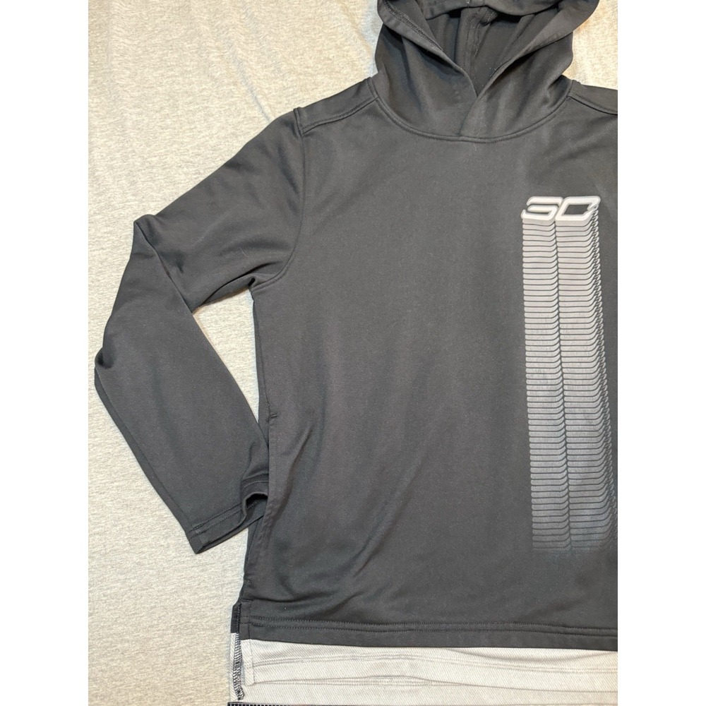 Under Armour Youth size Med Black Steph Curry Long Sleeve Boy hooded - Picture 2 of 12